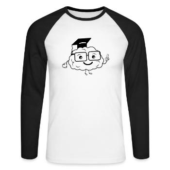 smart brain - Unisex Baseballshirt langarm - Weiß/Schwarz - Vorne - Nik (191cm)