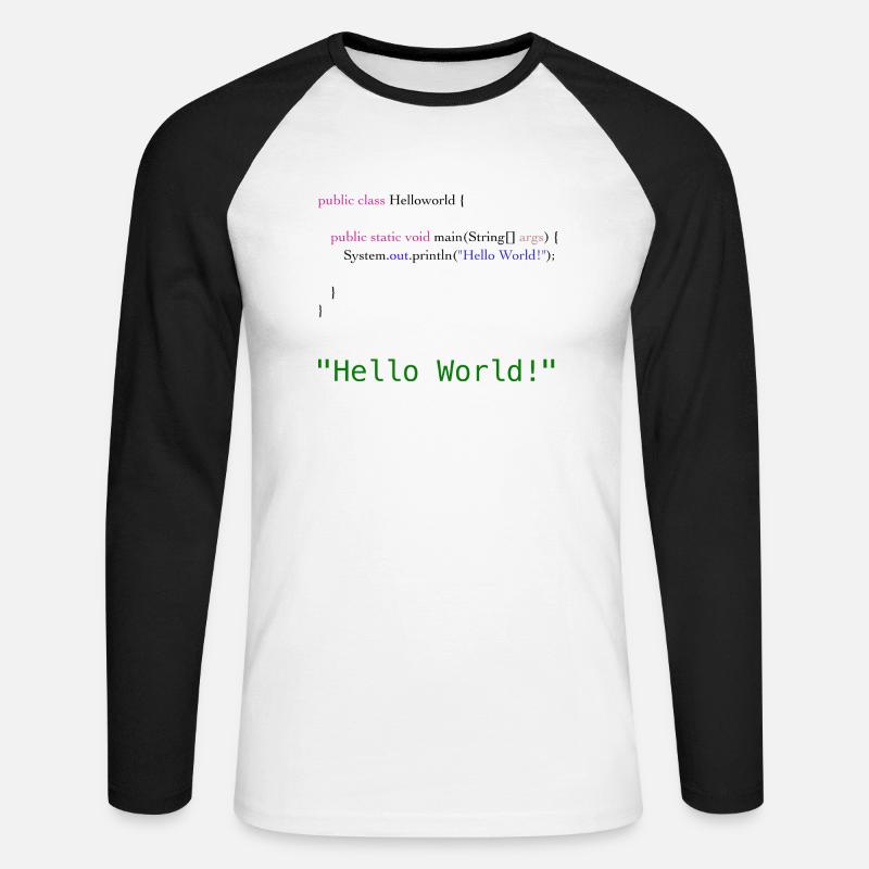 Hello World Code - Unisex Baseballshirt langarm - Weiß/Schwarz