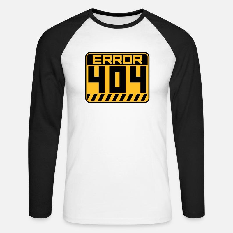 Error 404 Schild Warnung - Unisex Baseballshirt langarm - Weiß/Schwarz