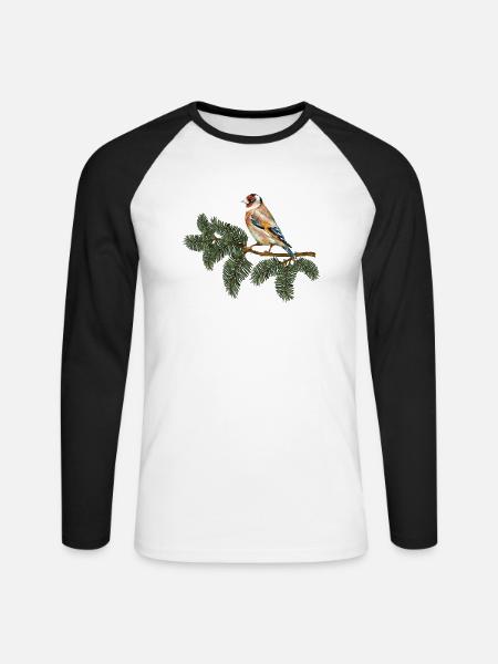 Bunter Vogel - Unisex Baseballshirt langarm - Weiß/Schwarz
