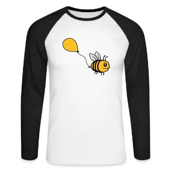 Glückliche Luftballon Biene Comic - Unisex Baseballshirt langarm - Weiß/Schwarz - Vorne - Nik (191cm)