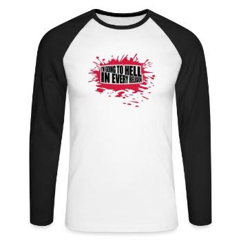in going to hell - Unisex Long Sleeve Baseball T-Shirt - white/black - Front - Nik (191cm)