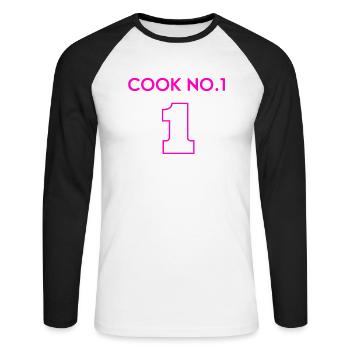 Chef number one - -starred chef - Unisex Long Sleeve Baseball T-Shirt - white/black - Front - Nik (191cm)