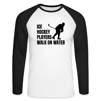 Eishockeyspieler Eishockey Hockeyfan Eishockeyteam - Unisex Baseballshirt langarm - Weiß/Schwarz - Vorne - Nik (191cm)