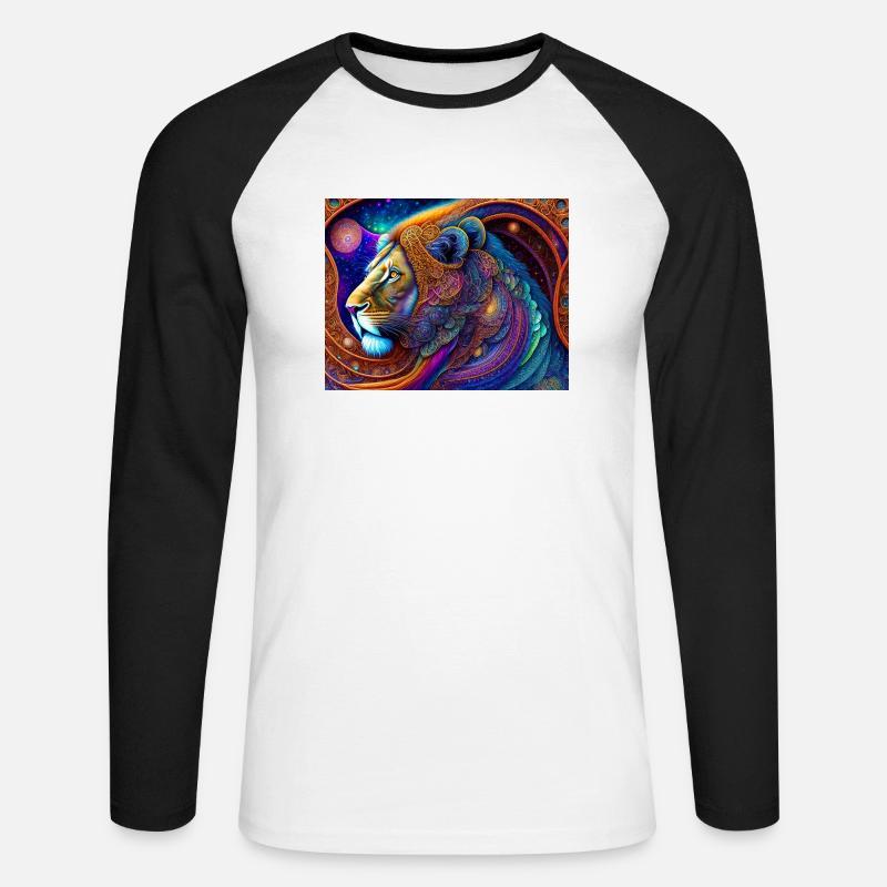 Löwe - Unisex Baseballshirt langarm - Weiß/Schwarz