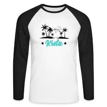 Crète - T-shirt baseball manches longues Homme - blanc/noir - Devant - Nik (191cm)