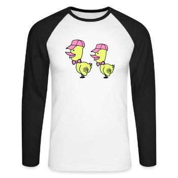 Bonnet de canard - T-shirt baseball manches longues Homme - blanc/noir - Devant - Nik (191cm)