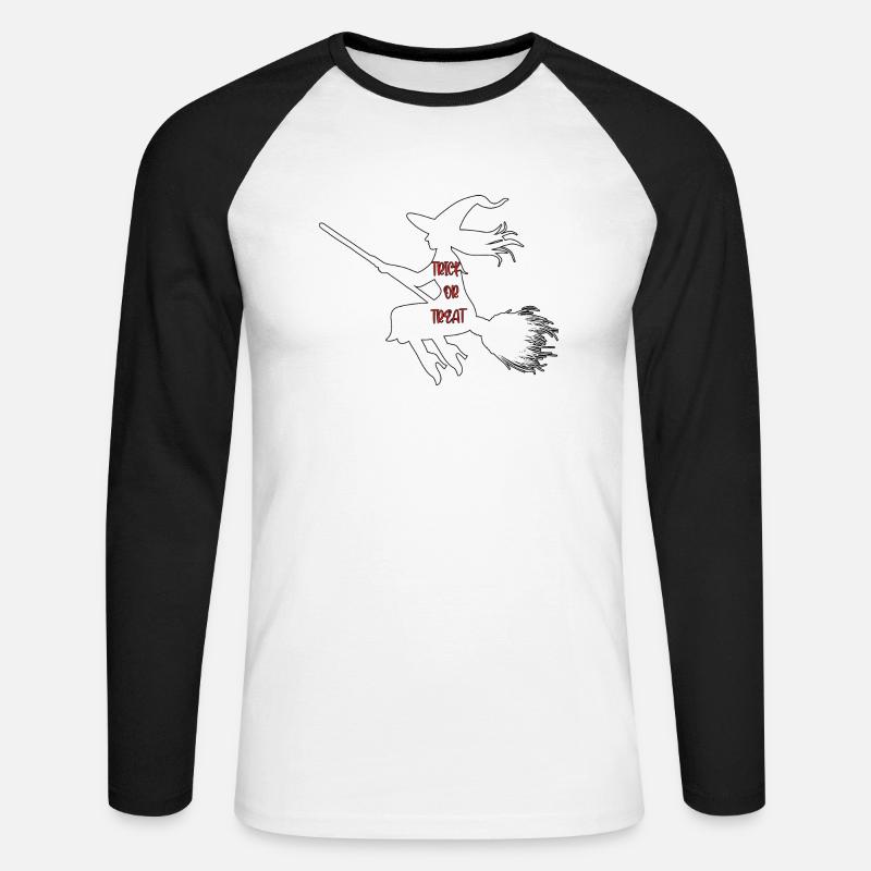 Süßes oder Saures Hexe - Unisex Baseballshirt langarm - Weiß/Schwarz