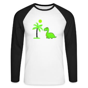 dinosaurier palme 02 - Unisex Baseballshirt langarm - Weiß/Schwarz - Vorne - Nik (191cm)