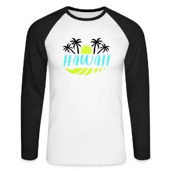 hawaii - Unisex Baseballshirt langarm - Weiß/Schwarz - Vorne - Nik (191cm)