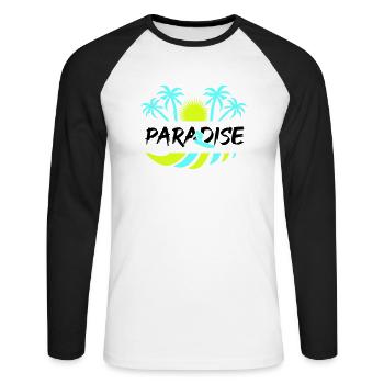surf paradise - Unisex Baseballshirt langarm - Weiß/Schwarz - Vorne - Nik (191cm)