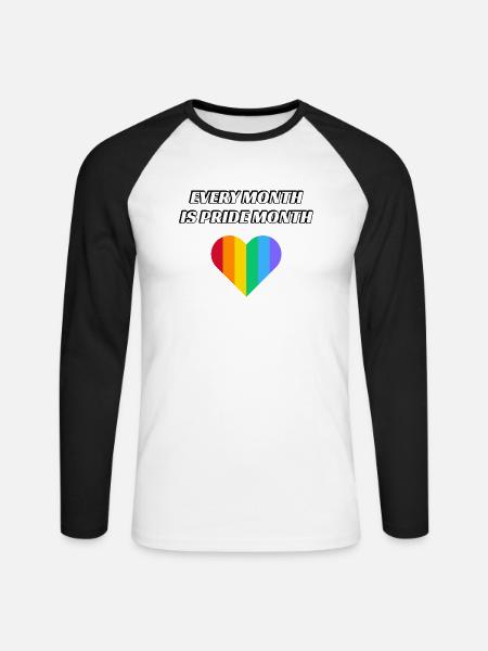 Jeder Monat ist Pride Month - Unisex Baseballshirt langarm - Weiß/Schwarz