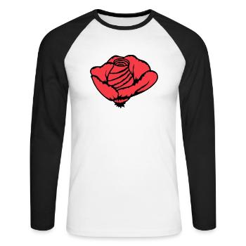 Pretty Beautiful Rose Blossom Leaf Roses Romantic - Unisex Long Sleeve Baseball T-Shirt - white/black - Front - Nik (191cm)