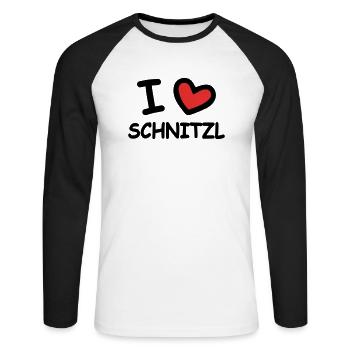 I Love Schnitzl - Unisex Long Sleeve Baseball T-Shirt - white/black - Front - Nik (191cm)