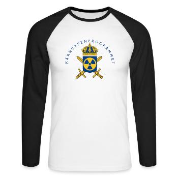 Das schwedische Atomwaffenprogramm - Unisex Baseballshirt langarm - Weiß/Schwarz - Vorne - Nik (191cm)