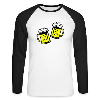 Chope de bière Cheers - T-shirt baseball manches longues Homme - blanc/noir - Devant - Nik (191cm)