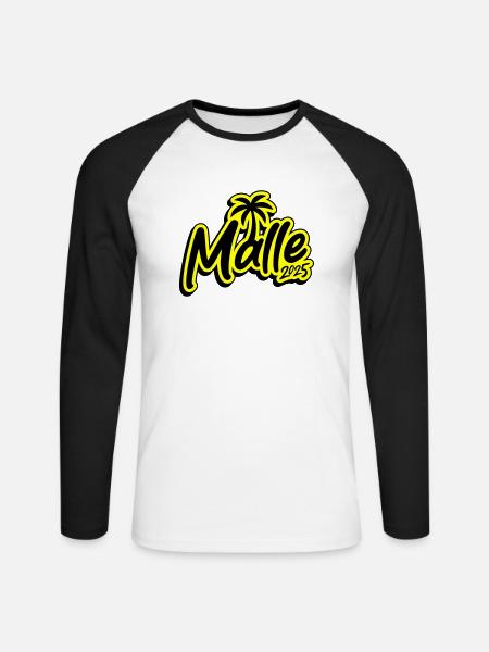 Malle 2025 palme - Unisex Baseballshirt langarm - Weiß/Schwarz