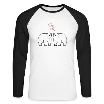 Eisbären verliebt - Unisex Baseballshirt langarm - Weiß/Schwarz - Vorne - Nik (191cm)