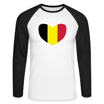 I love Belgium - T-shirt baseball manches longues Homme - blanc/noir - Devant - Nik (191cm)