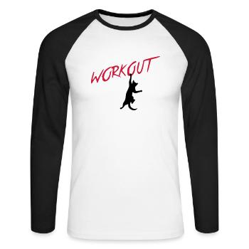 workout - Unisex Baseballshirt langarm - Weiß/Schwarz - Vorne - Nik (191cm)