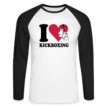 I love kickboxing - Unisex Baseballshirt langarm - Weiß/Schwarz - Vorne - Nik (191cm)