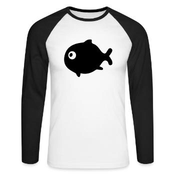poisson - T-shirt baseball manches longues Homme - blanc/noir - Devant - Nik (191cm)