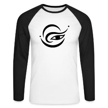 Œil-Harmonie 2 (monochrome) - T-shirt baseball manches longues Homme - blanc/noir - Devant - Nik (191cm)