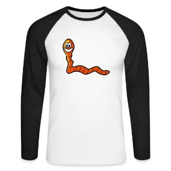Earthworm worm - Unisex Long Sleeve Baseball T-Shirt - white/black - Front - Nik (191cm)