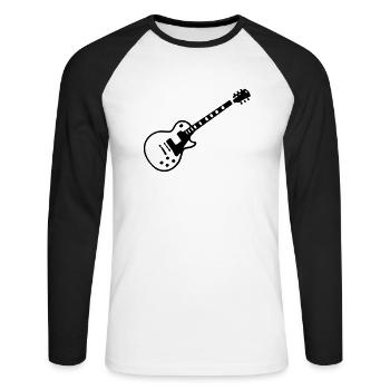 les paul guitar - T-shirt baseball manches longues Homme - blanc/noir - Devant - Nik (191cm)