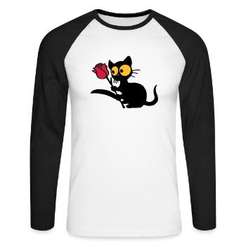 Georgie avec la tulipe - T-shirt baseball manches longues Homme - blanc/noir - Devant - Nik (191cm)