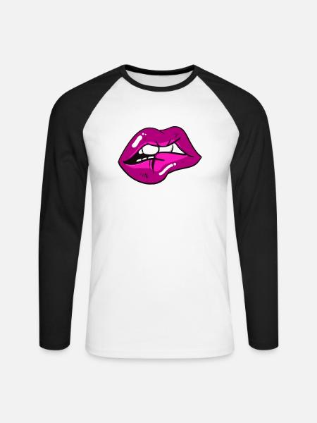 Lippe - Unisex Baseballshirt langarm - Weiß/Schwarz