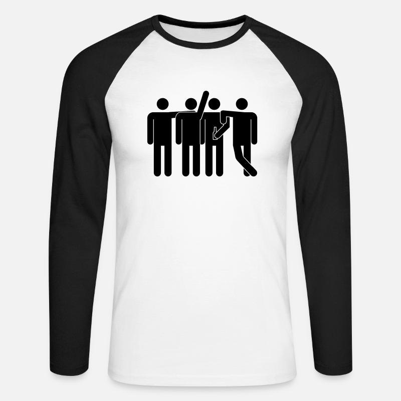 gruppenbild - Unisex Baseballshirt langarm - Weiß/Schwarz