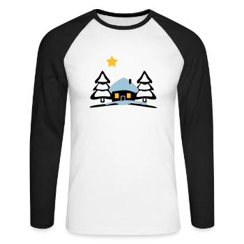 christmas house at North Pole - Unisex Long Sleeve Baseball T-Shirt - white/black - Front - Nik (191cm)
