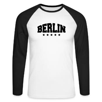 berlin_af1 - T-shirt baseball manches longues Homme - blanc/noir - Devant - Nik (191cm)