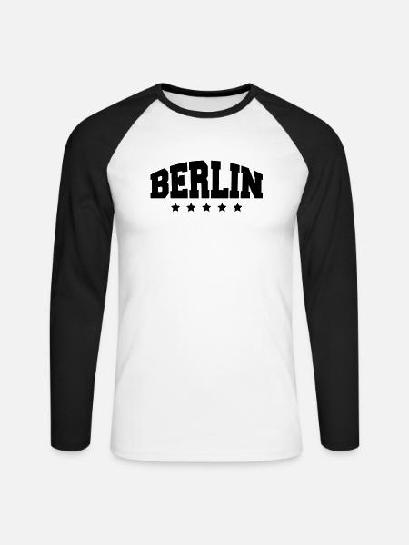 berlin_af1 - T-shirt baseball manches longues Homme - blanc/noir