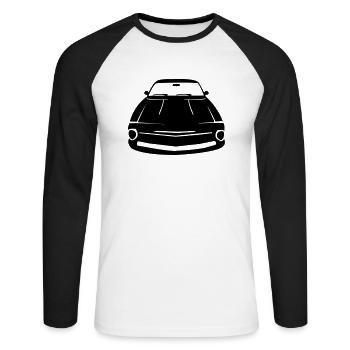 auto - Unisex Baseballshirt langarm - Weiß/Schwarz - Vorne - Nik (191cm)