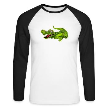 Funny crocodile - Unisex Long Sleeve Baseball T-Shirt - white/black - Front - Nik (191cm)