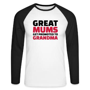 Great Mums get promoted to grandma - T-shirt baseball manches longues Homme - blanc/noir - Devant - Nik (191cm)