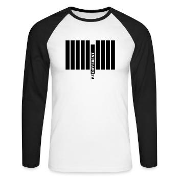 Be Different - T-shirt baseball manches longues Homme - blanc/noir - Devant - Nik (191cm)