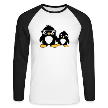 pingouin papa enfant bébé garçon père fils fille f - T-shirt baseball manches longues Homme - blanc/noir - Devant - Nik (191cm)