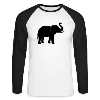 elefant_002 - Unisex Long Sleeve Baseball T-Shirt - white/black - Front - Nik (191cm)