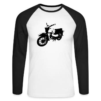 Simson Habicht Schwarz Moped - Unisex Baseballshirt langarm - Weiß/Schwarz - Vorne - Nik (191cm)