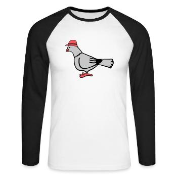 Taube - Unisex Baseballshirt langarm - Weiß/Schwarz - Vorne - Nik (191cm)