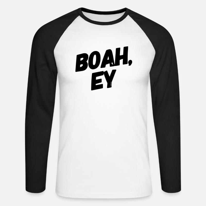Boah Ey Schrift Geschenkidee - Unisex Baseballshirt langarm - Weiß/Schwarz