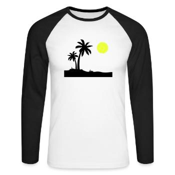 Palmen Insel - Unisex Baseballshirt langarm - Weiß/Schwarz - Vorne - Nik (191cm)