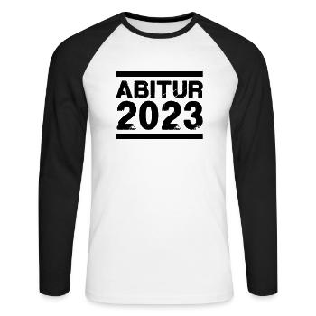 Abitur 2023 - Unisex Long Sleeve Baseball T-Shirt - white/black - Front - Nik (191cm)