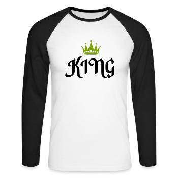 king 02 - Unisex Long Sleeve Baseball T-Shirt - white/black - Front - Nik (191cm)