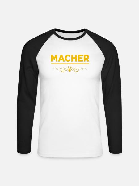 Macher - Unisex Baseballshirt langarm - Weiß/Schwarz