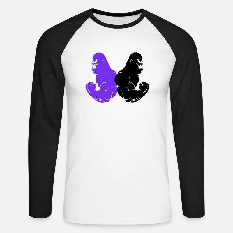 gorilla - Unisex Baseballshirt langarm - Weiß/Schwarz