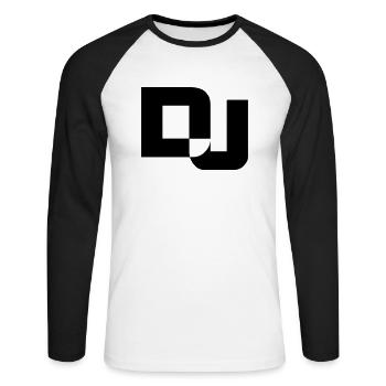 DJ Letters Party Music Fun Text Logo Lettering - Unisex Long Sleeve Baseball T-Shirt - white/black - Front - Nik (191cm)
